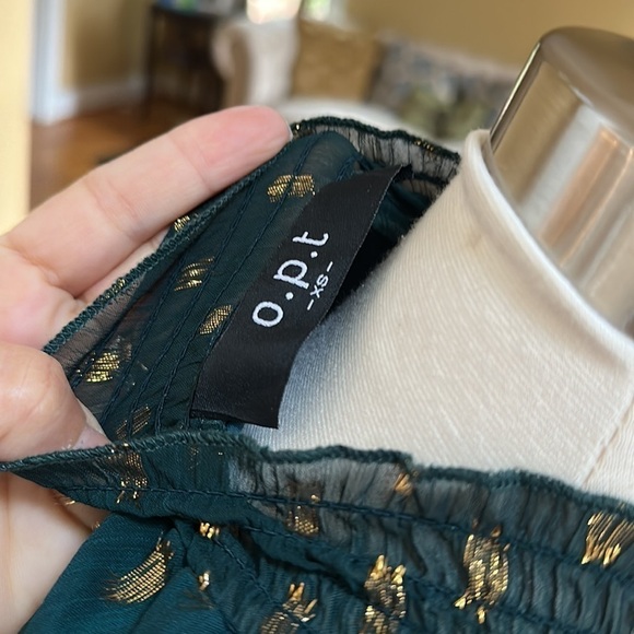 OPT Green Gold Mock Neck Mini Dress XS - Picture 8 of 11